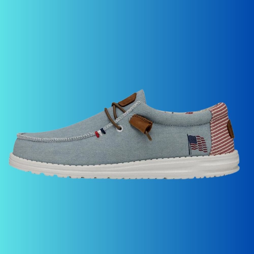 Side view of Hey Dude Wally Americana shoe for men.