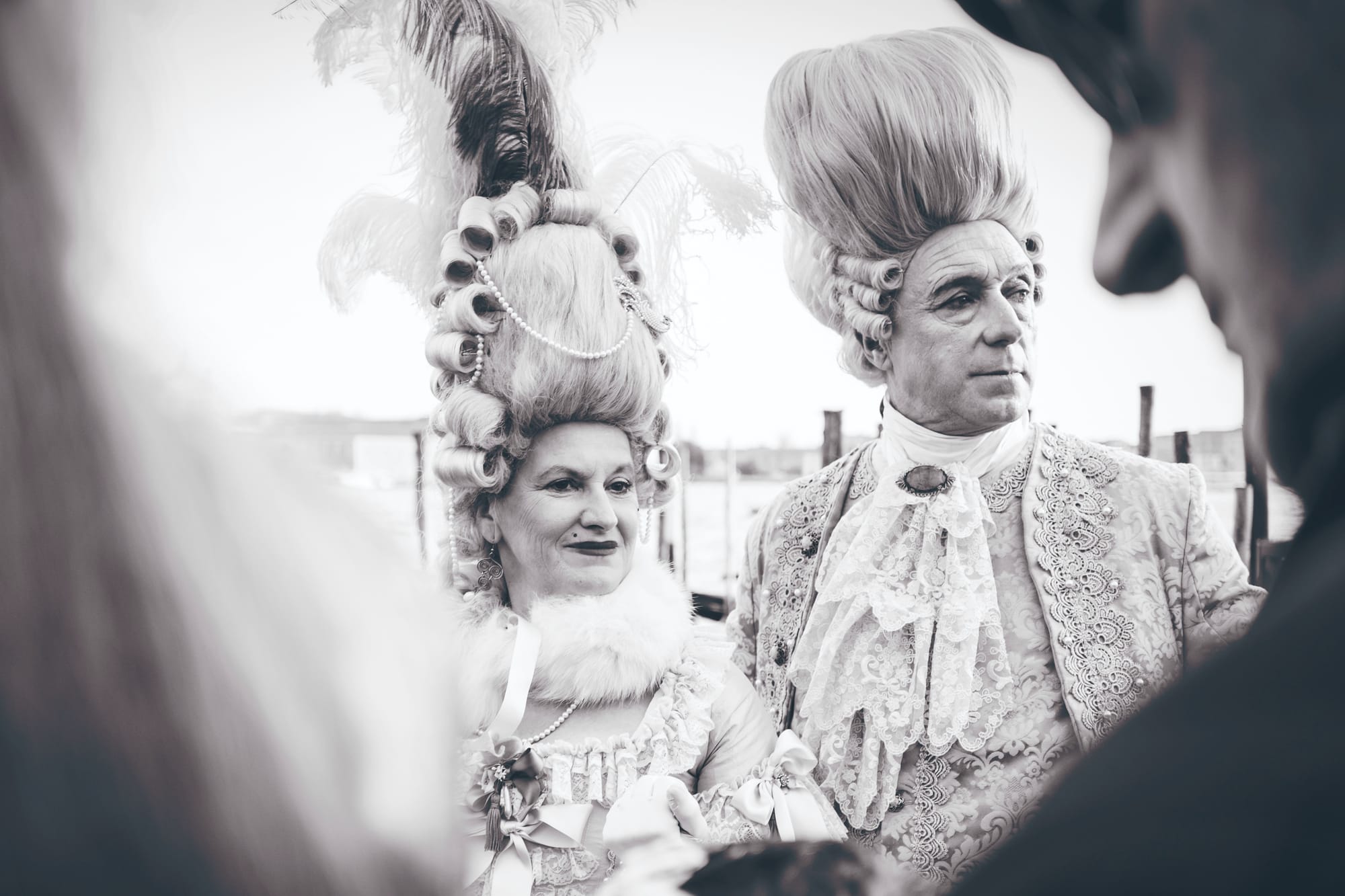 period costumed couple with wigs