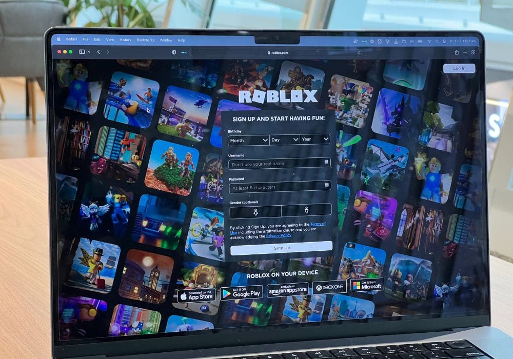 Roblox website on laptop