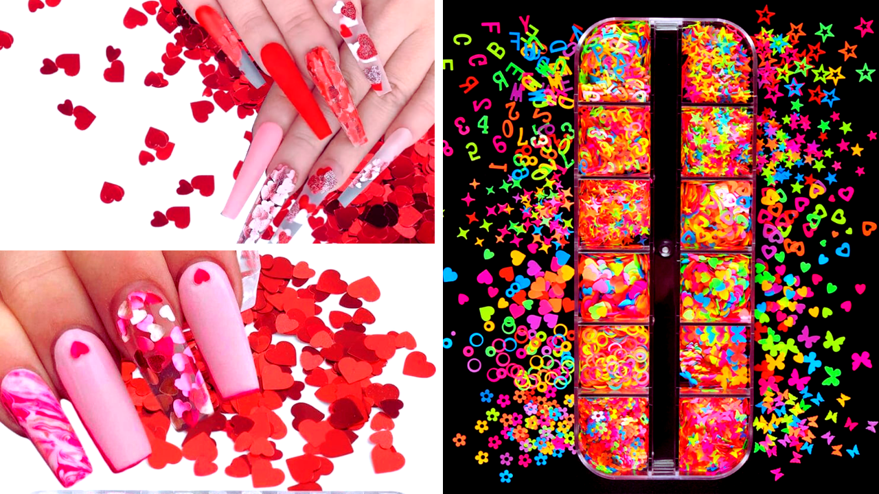 Romantic Sparkle Confetti Nails for Dazzling Love